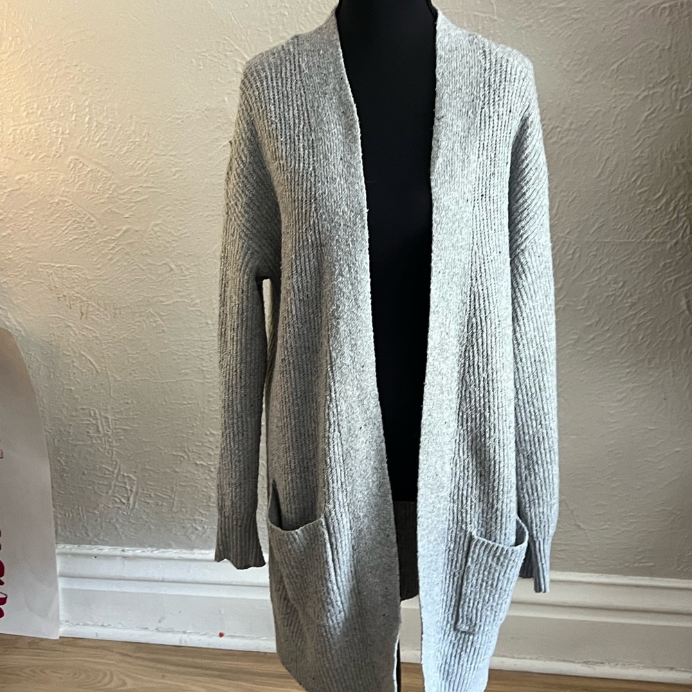 Gray Open-Front Women's Sweater